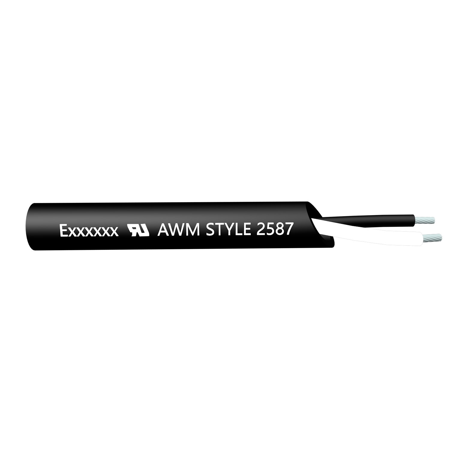 UL2587 2 Core 26 AWG Shielded Cable showing smooth PVC jacket and flexible construction for industrial equipment wiring