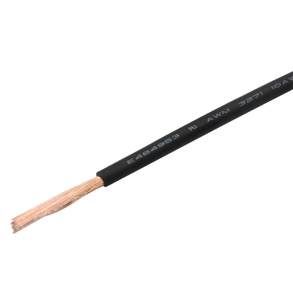 UL3271 XLPE Halogen Free Hookup Wire showing tinned copper conductor and uniform insulation thickness